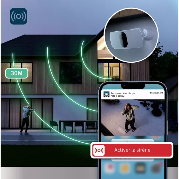 caméra de surveillance arlo wifi essential 3 cameras + 1 floodlight