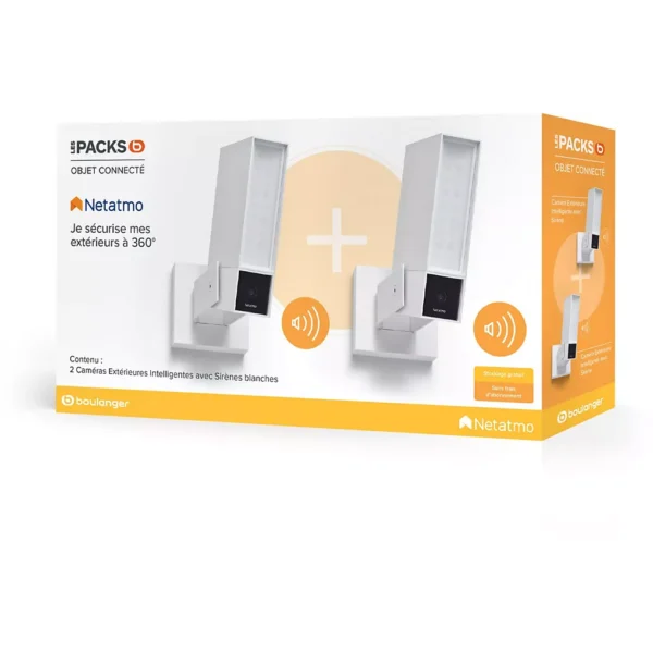caméra de surveillance netatmo wifi pack 2 blanches avec sirène