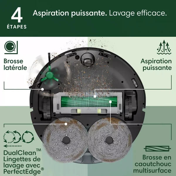 aspirateur robot irobot roomba plus 505 n185040les points clés autonomie : 1 h 45 – temps de charge : 3 h sac à poussière (station) : 1,7 l – bac à poussière (robot) : 295ml puissance d’aspiration : 7 000 pascals – niveau sonore : non communiqué hauteur du robot : 10,60 cm – hauteur du seuil : 2,0 cm le + : doté de l’intelligence artificielle pour détecter et éviter en temps réel les objets et obstacles