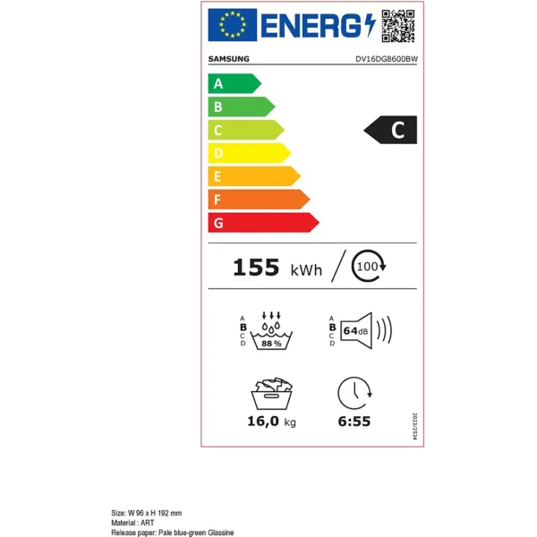 sèche linge pompe à chaleur samsung dv16dg8600bw