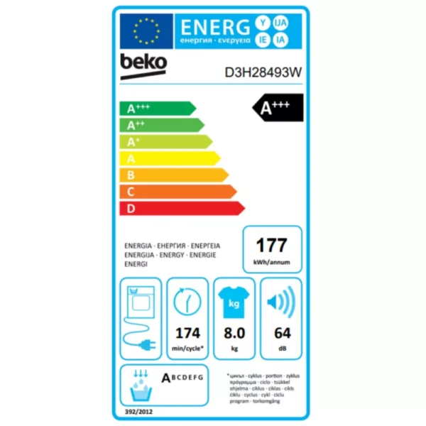 sèche linge pompe à chaleur beko d3h28493w