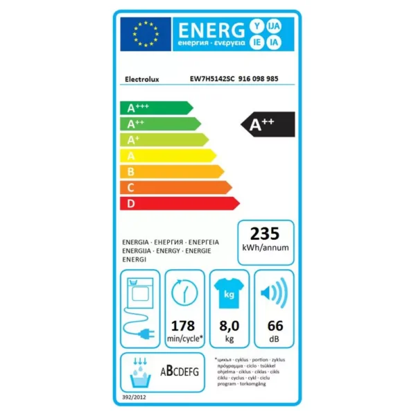 sèche linge pompe à chaleur electrolux ew7h5142sc