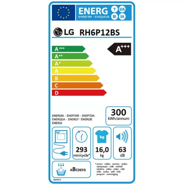 sèche linge pompe à chaleur lg rh6p12bs