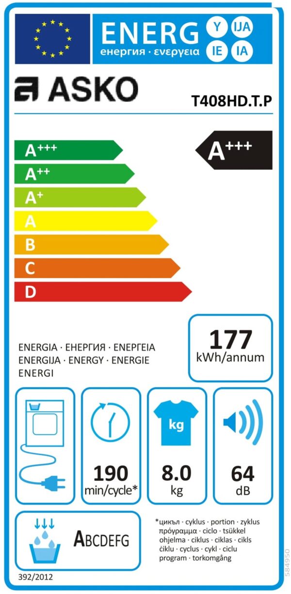 sèche linge pompe à chaleur asko t408hd.t.p